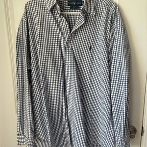 Ralph Lauren Men's Navy and White Plaid Shirt